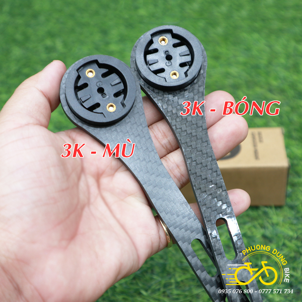 Giá Carbon 3K bắt đồng hồ Cateye, Garmin kèm giá bắt đèn cho xe đạp
