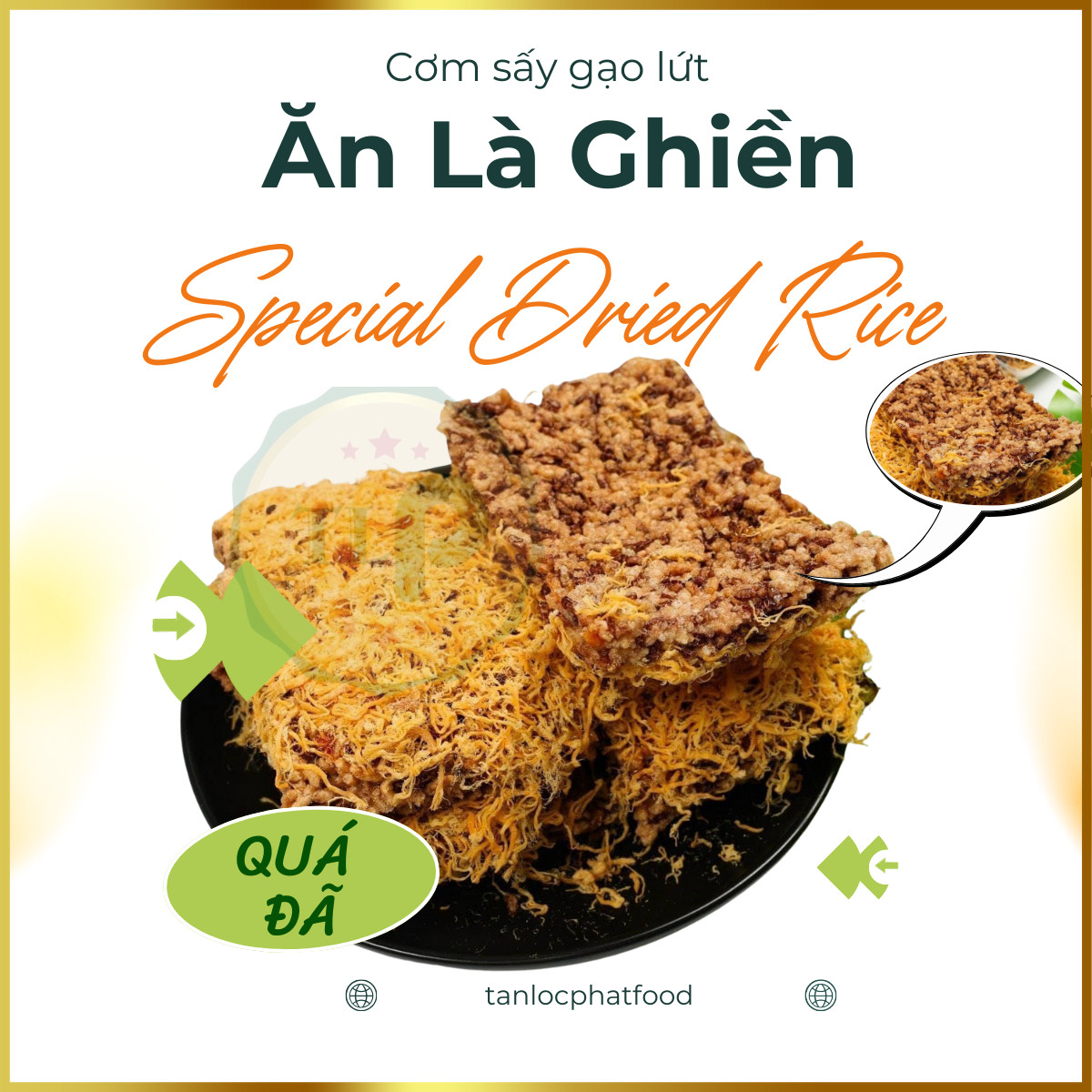 CƠM GẠO LỨT SẤY SIÊU CHÀ BÔNG TÂN LỘC PHÁT TÚI 250G
