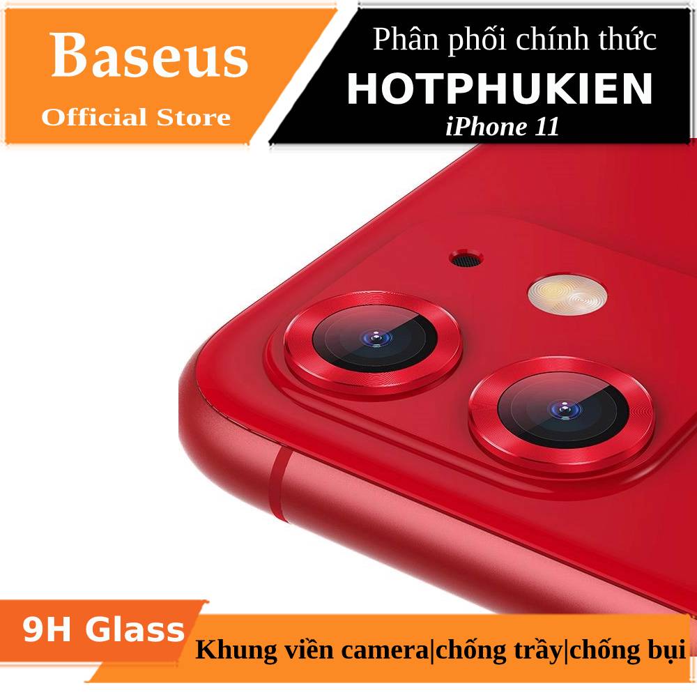 Bộ ốp viền kim loại tích hợp cường lực chống trầy Camera cho iPhone 11 hiệu Baseus Alloy Protection Ring Lens Film (độ cứng 9H, chống trầy, chống chụi & vân tay, bảo vệ toàn diện, mỏng 0.4mm)  - Phân phối bởi Hotphukien