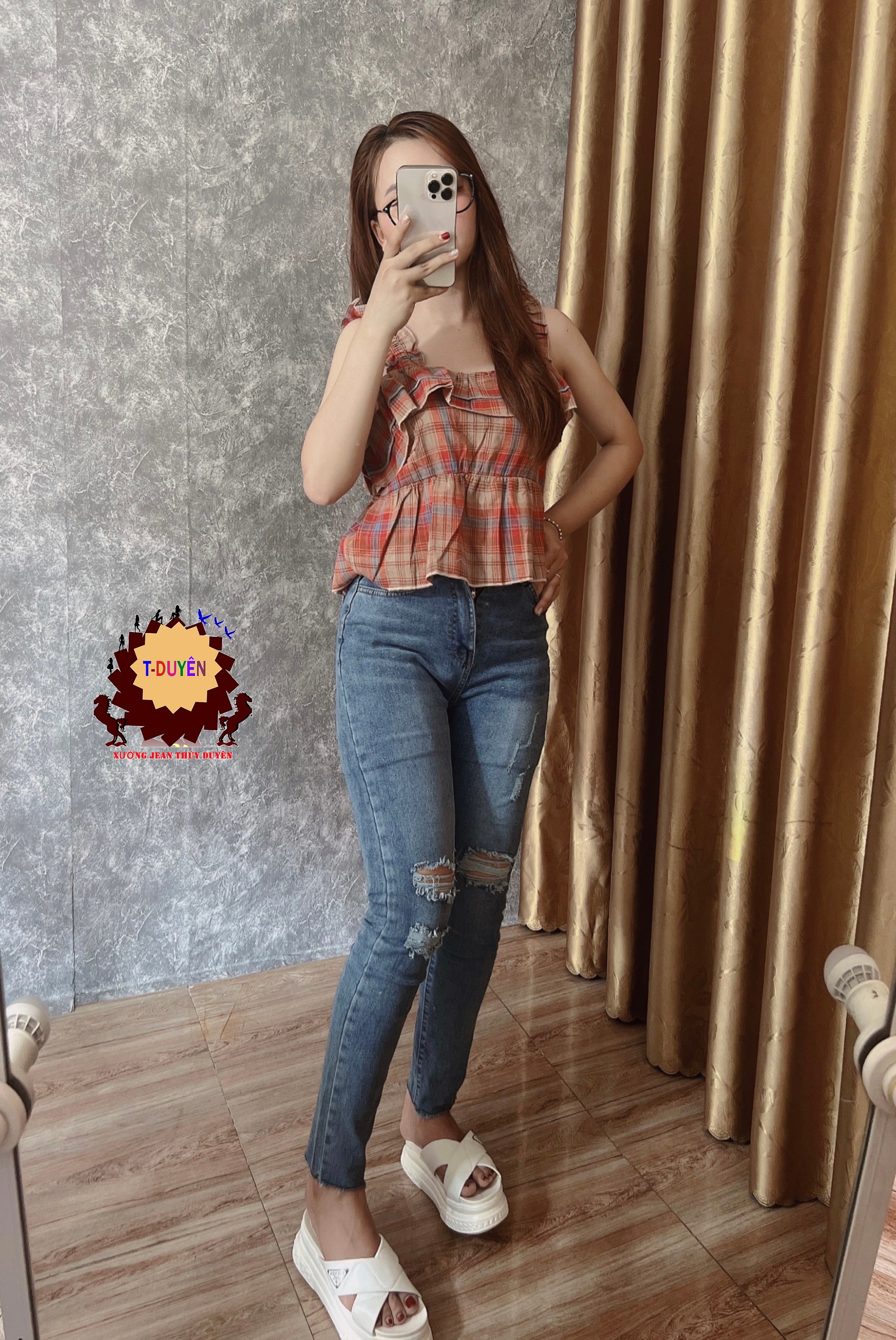 Quần jean nữ dài lưng cao RÁCH XANH NHẠT 1044 hình thật có size đại big size đến khoảng 70kg , chất jean giãn tốt dày dặn, quần bò nữ