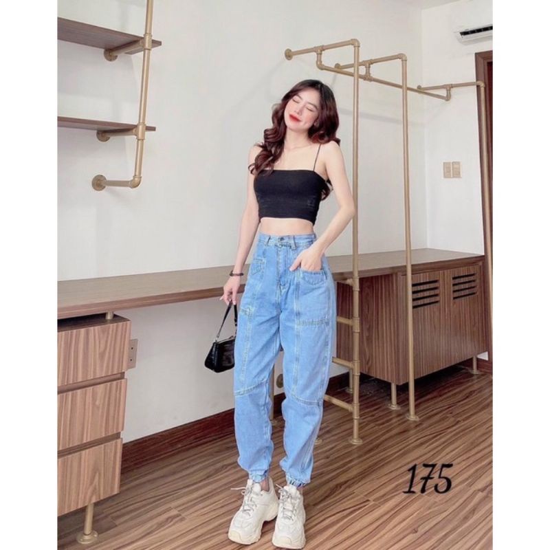 Quần Jeans baggy lưng cao tôn dáng