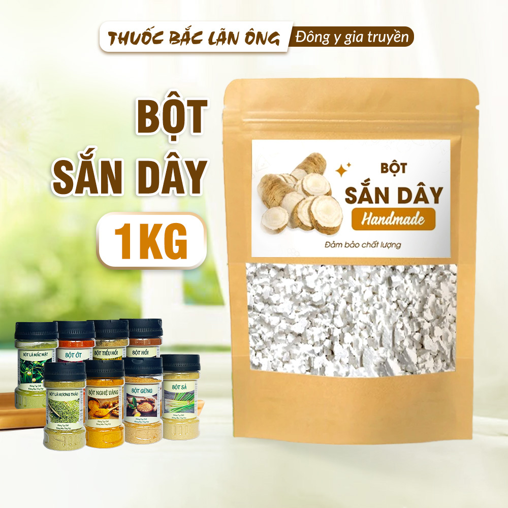 Bột sắn dây nguyên chất 1kg, sắn dây ta nhà làm, pha uống giúp thanh nhiệt, giải khát - Lãn Ông