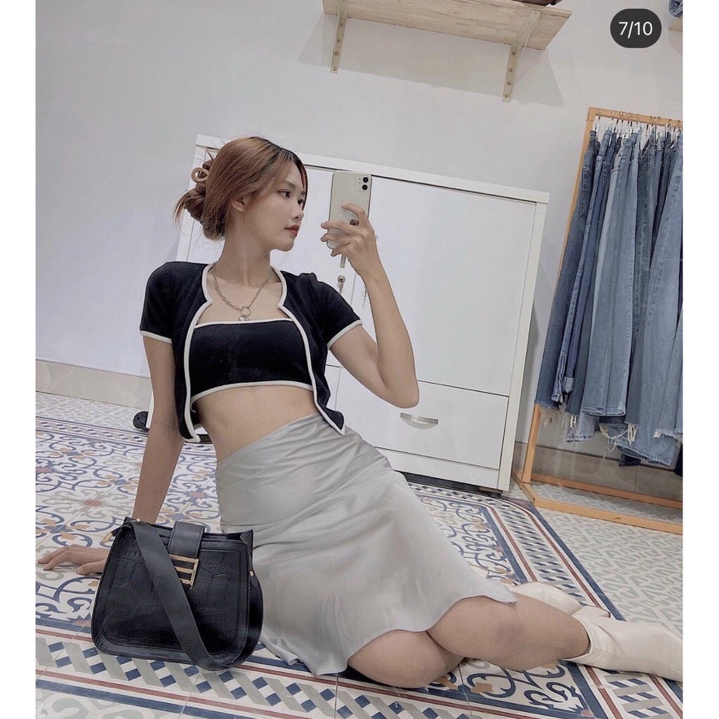 Set Áo Ống Kèm Áo Khoác Croptop