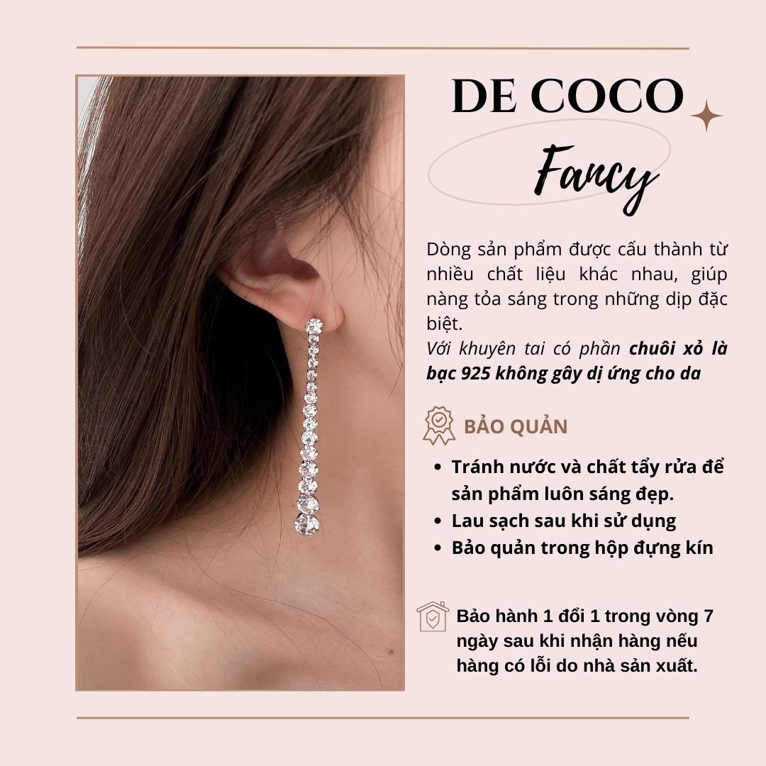 Khuyên tai đá dài De Coco