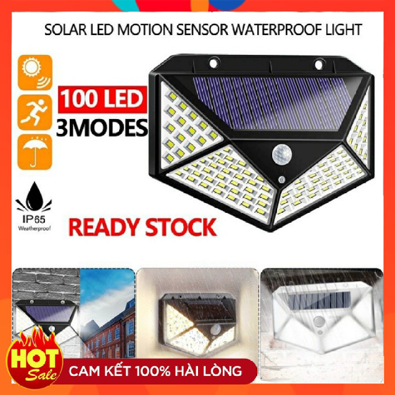 ☀ Đèn năng lượng mặt trời 100 led cảm ứng chuyển động 4 mặt , Chống Nước & Chống Bụi, 3 Chế Độ Làm Việc Cho Cửa Trước, Nhà Để Xe, Sân Trong