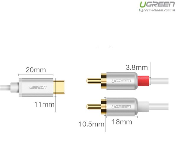 Cáp chuyển đổi USB Type C to RCA dài 2m  Ugreen 30736 cao cấp