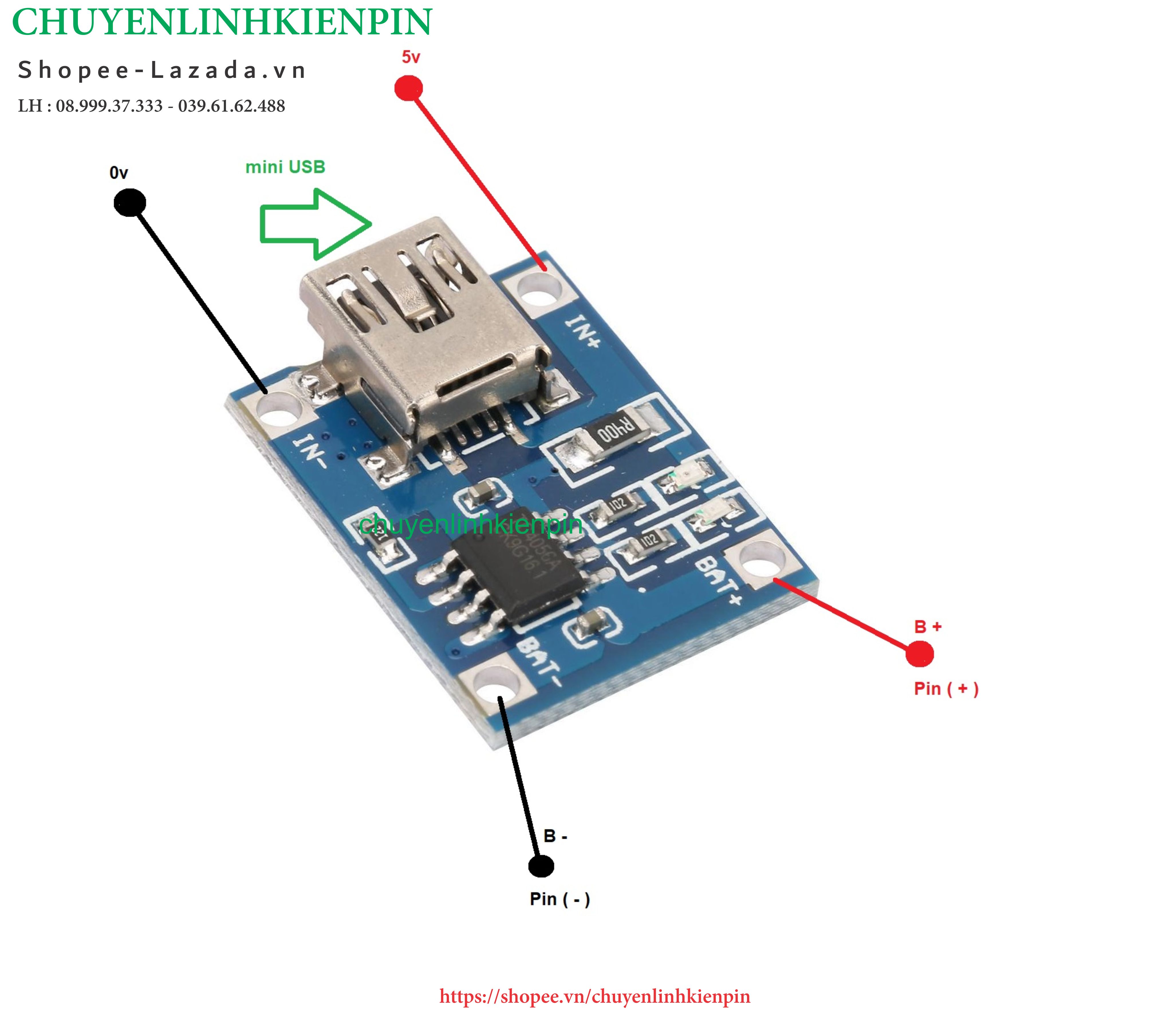 [HCM]Mạch Sạc Pin TP4056 1A MiNI USB( BL64 135 )
