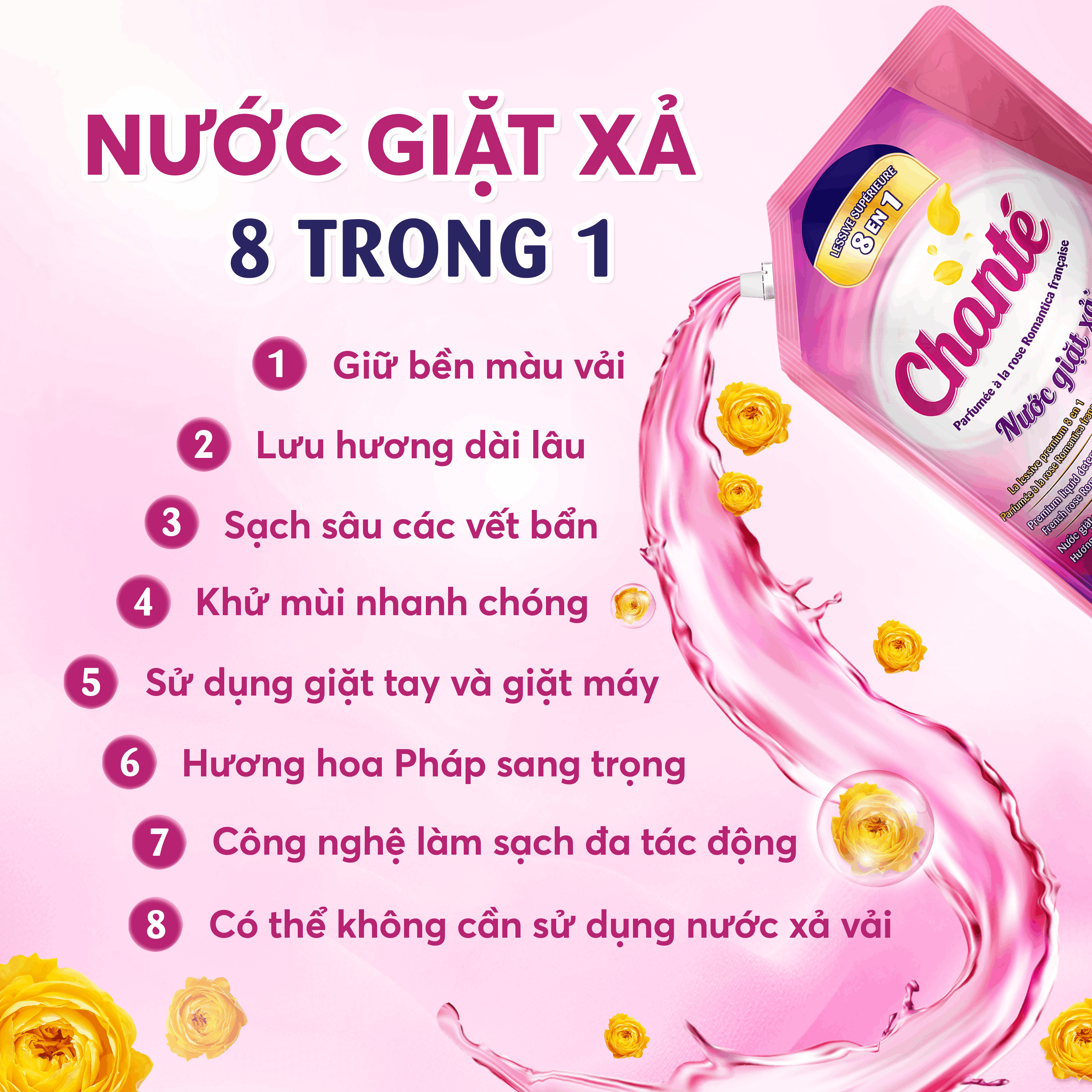Combo 2 Nước Giặt Xả Chanté Cao Cấp 8 Trong 1 Túi X 3.4Kg/3.05KG - Ảnh 9
