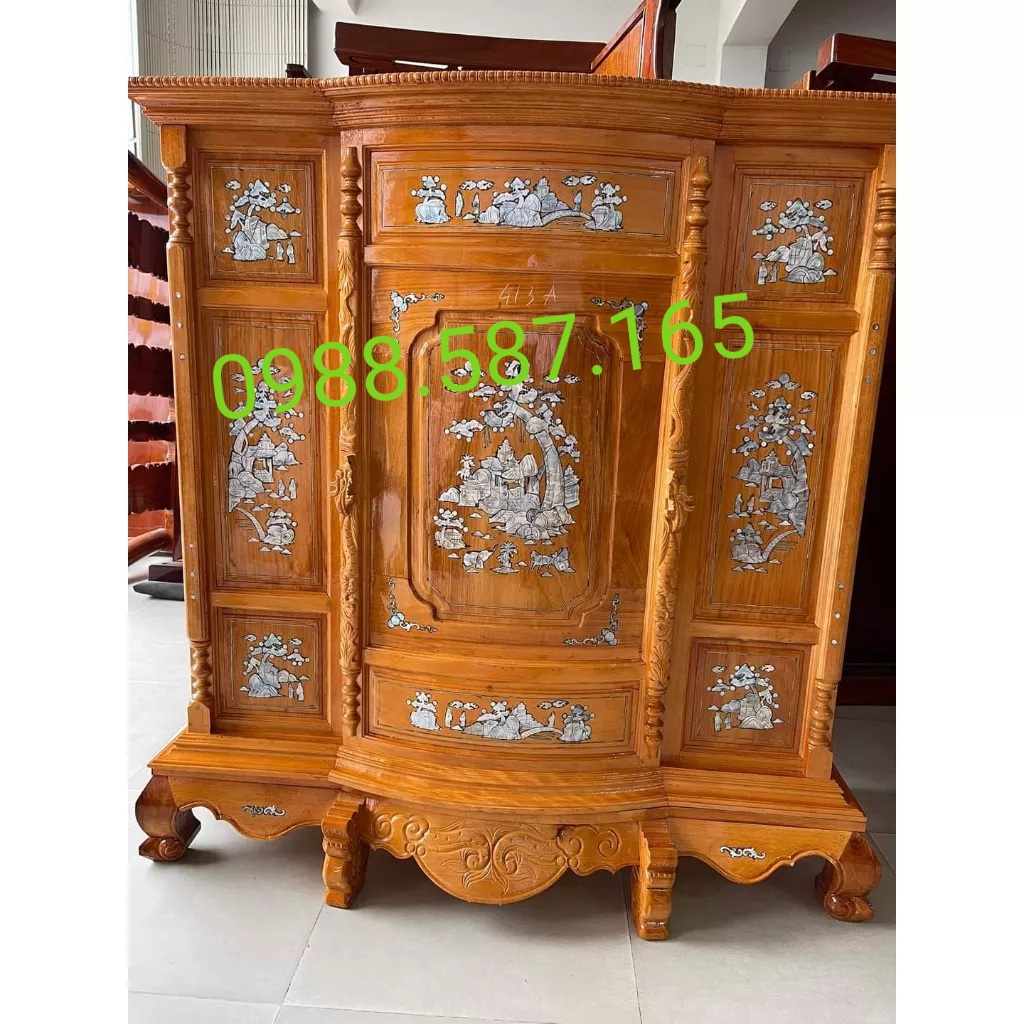 Tủ thờ gỗ căm xe cẩn đá 1m48 hhh