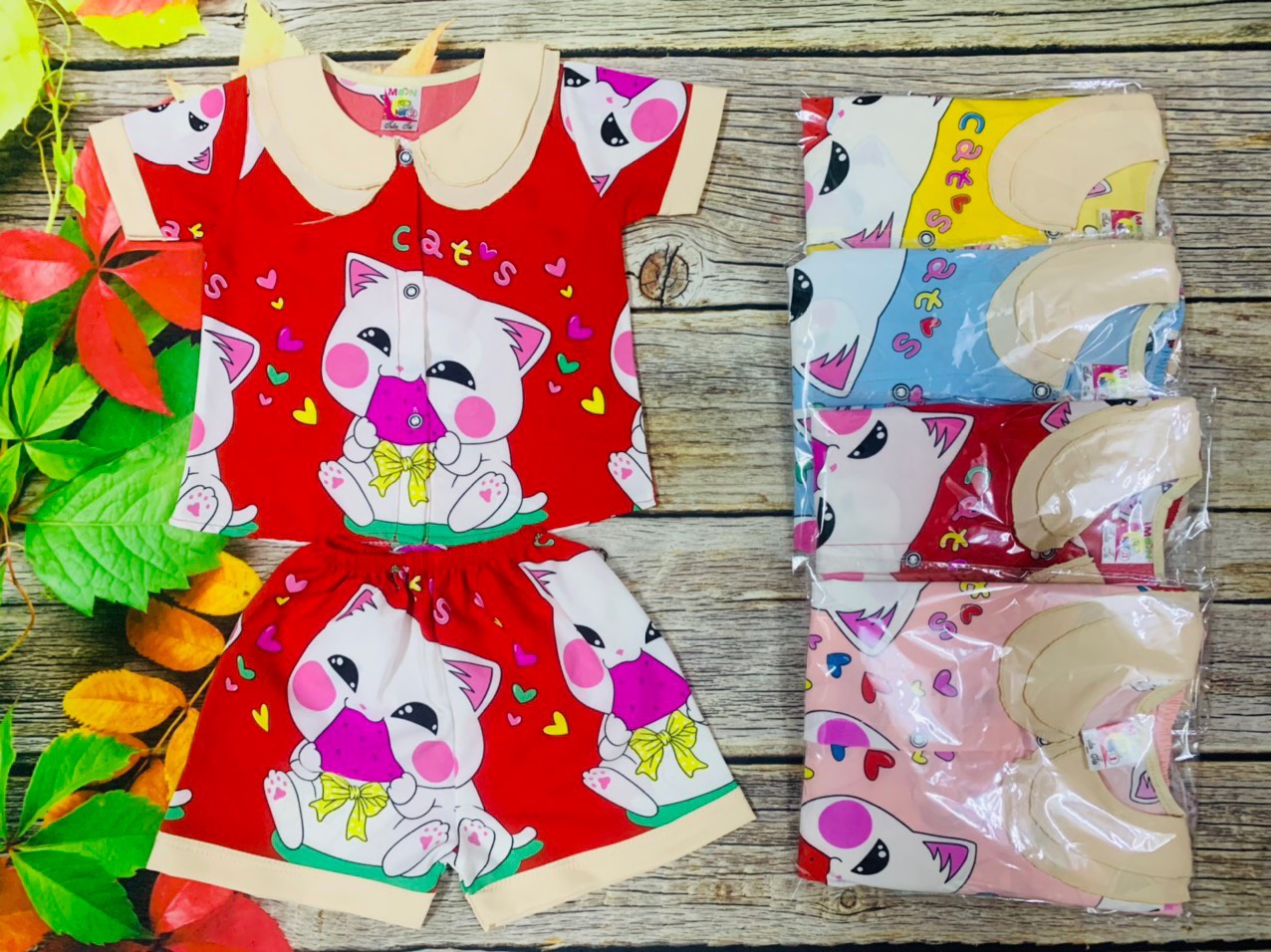 Đồ bộ lụa pijama tay ngắn bé