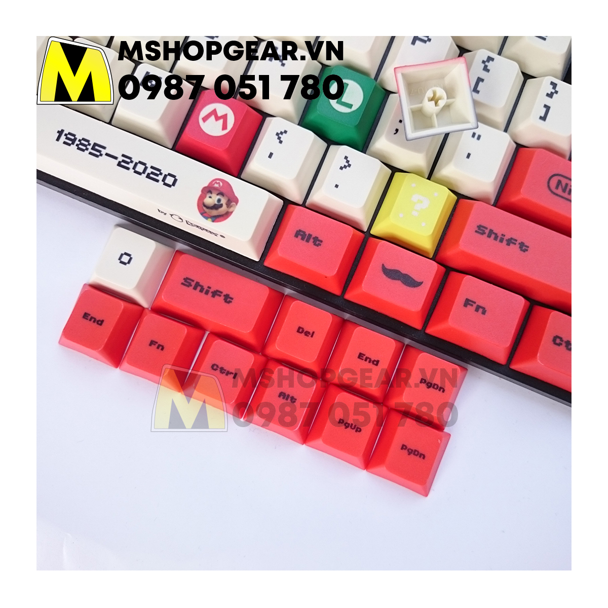 Keycap Mario đỏ thick pbt dye-sub cherry profile 119 keys