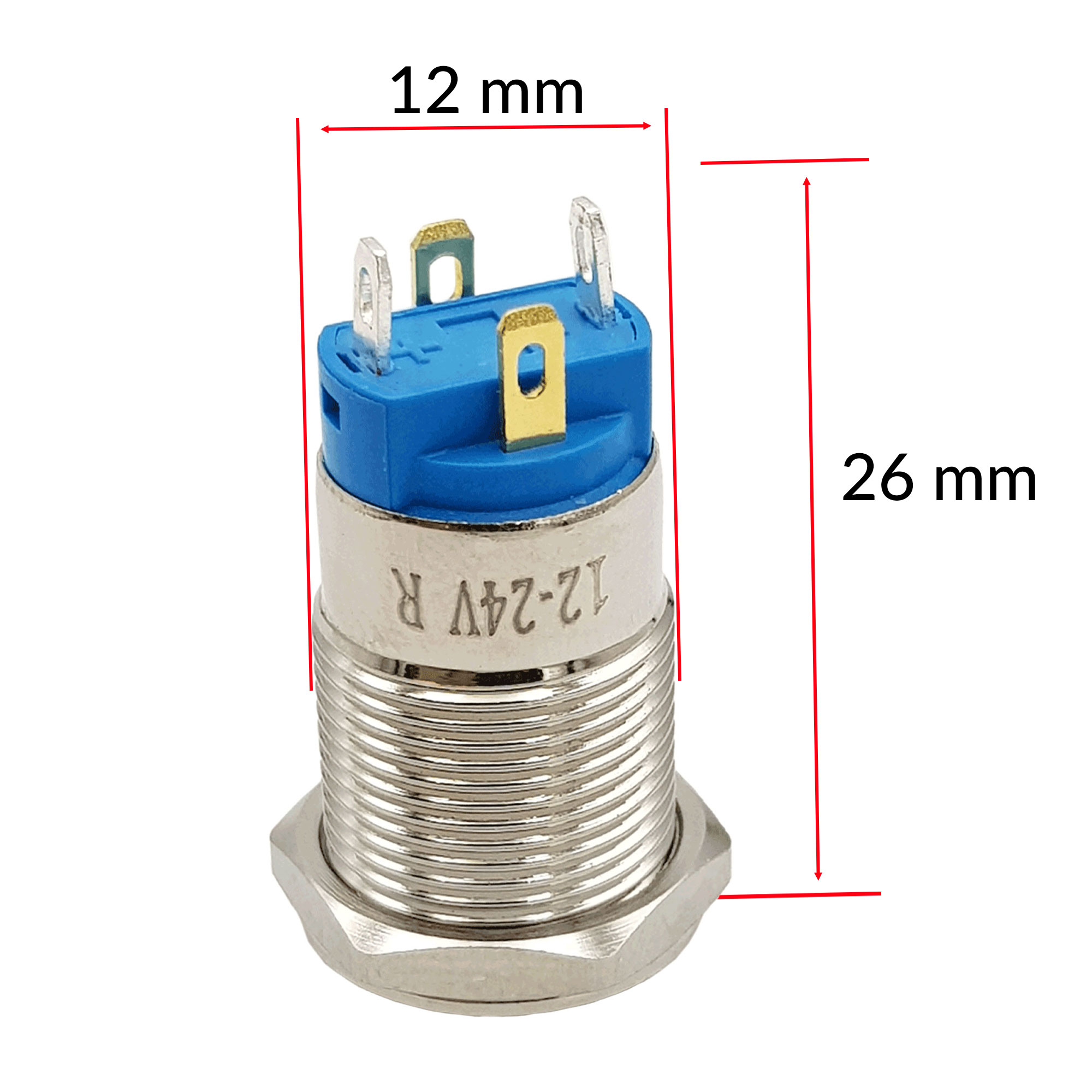 Nút nhấn tự giữ kim loại 12mm đỏ