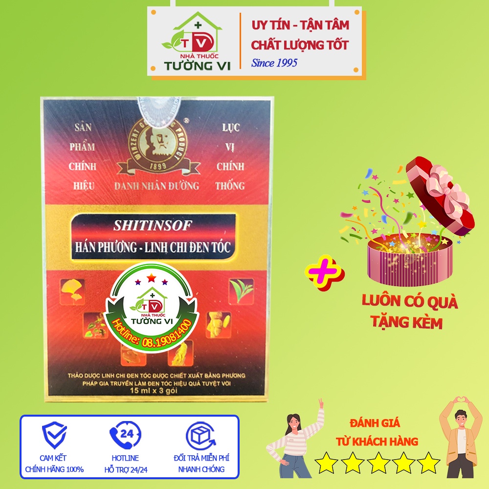 [CHÍNH HÃNG] Dầu gội đen tóc Shitinsof Hán Phương Linh Chi (Hộp 3 gói)