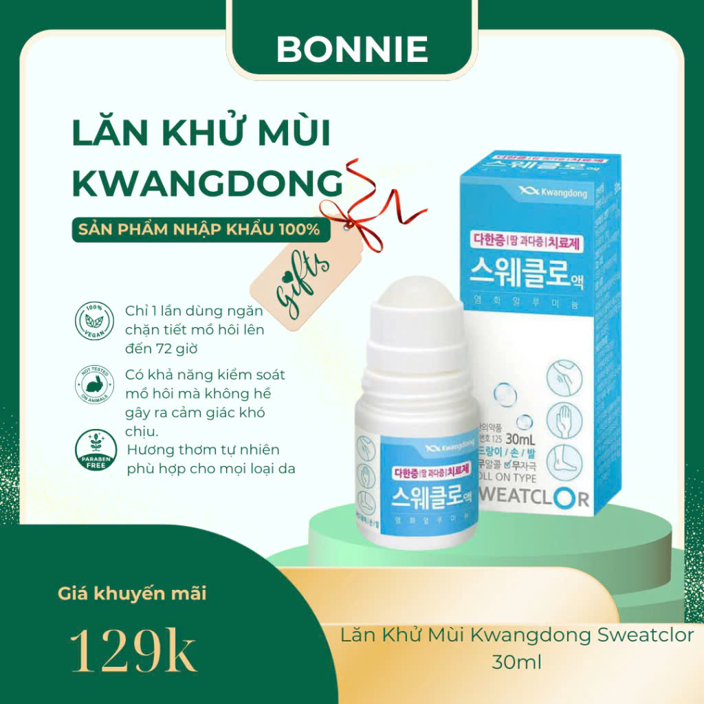 Lăn Khử Mùi Kwangdong Sweatclor Giảm Mồ Hôi Và Ngăn Ngừa Mồ Hôi Cánh 30ml