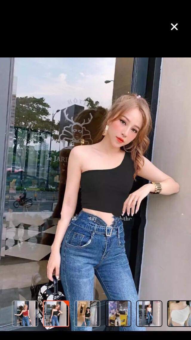 [HCM]Áo thun sát nách một bên vai crop top 40k