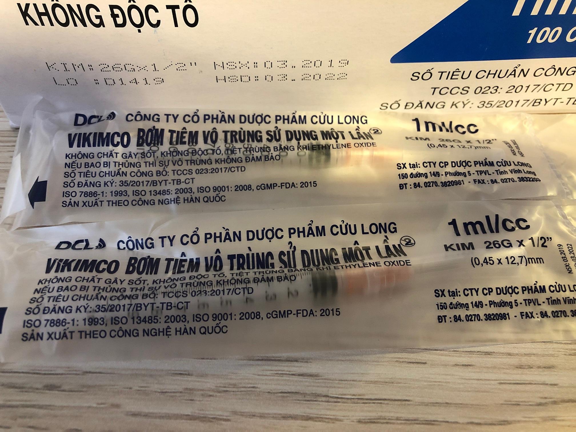 Bơm Kim Tiêm vô trùng 1CC vikimco Hộp 100 cây