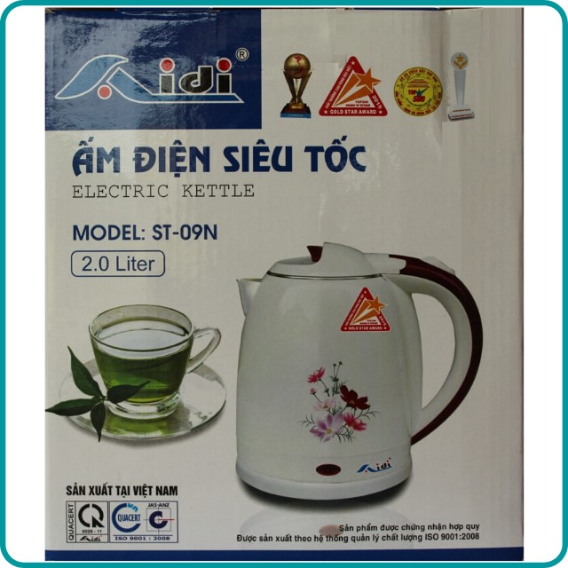 [Hai Lớp bền đẹp] Ấm Siêu Tốc Aidi ST-09N (1.8 lit)