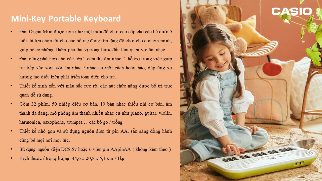 Đàn Keyboard Organ mini dành cho trẻ em CASIO SA-50 SA-51