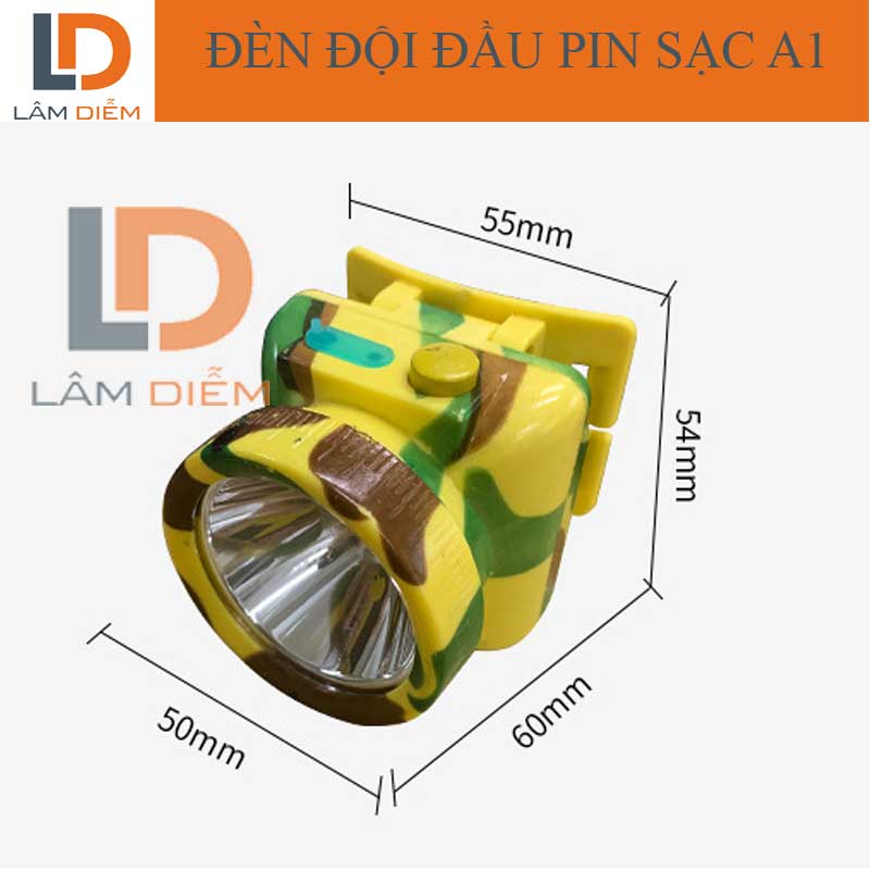 ĐÈN PIN SẠC ĐỘI ĐẦU LÍNH CHÓA 50MM A1