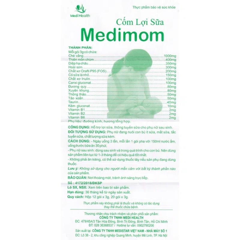 Cốm Lợi Sữa Medimom Medistar 20 Gói X 3G
