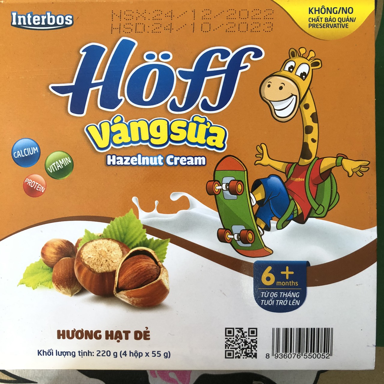 Váng Sữa HOFF Cho Bé 6+ 4 Vị (HẠT ÓC CHÓ,VANILLA ,SỮA NON,HẠT DẺ)