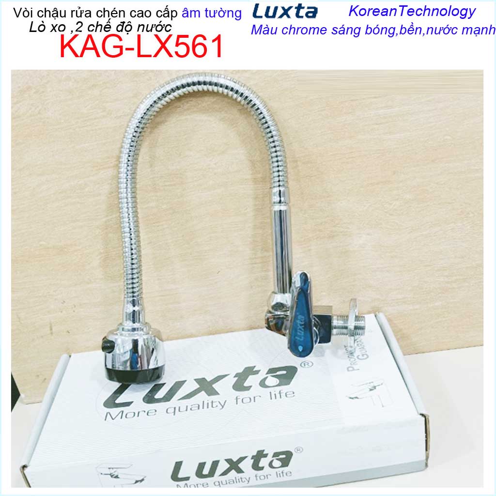 Vòi bếp lạnh gắn tường Luxta KAG-LX561, vòi chậu rửa chén bát âm tường cần bẻ tay gạt êm ái nước mạnh