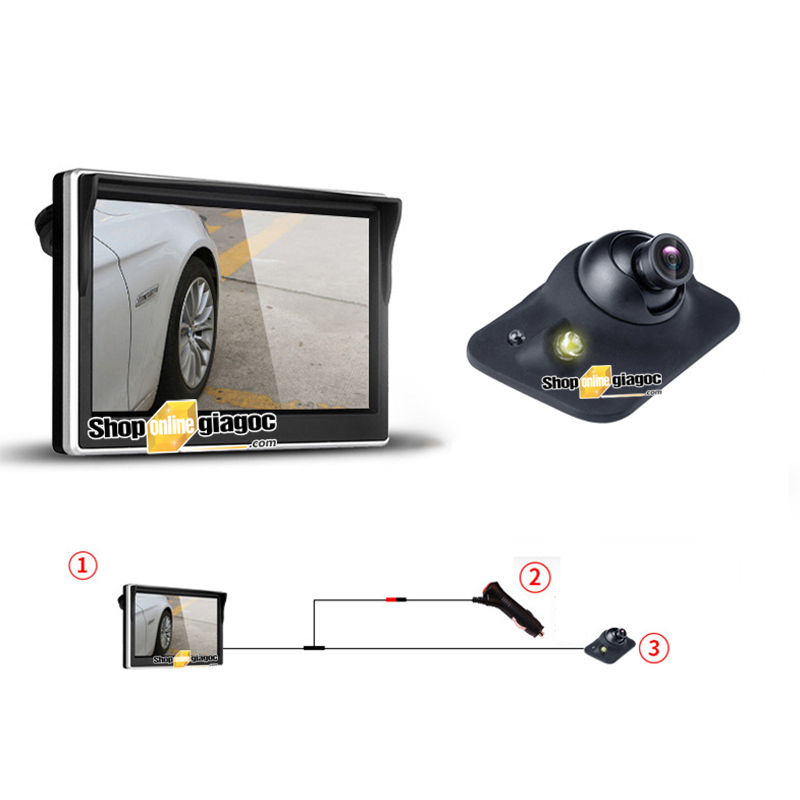Combo Camera Cập Lề Ô Tô + Màn Hình 5 Inch 480x272P