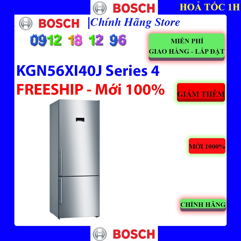 Bosch kgn56xi40j - tủ lạnh 2 cánh ngăn đá dưới bosch hmh.kgn56xi40j series 4