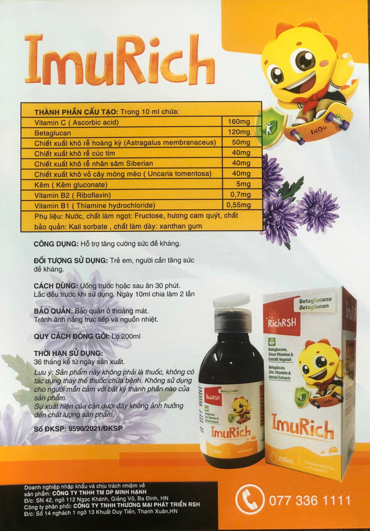[Free ship + Quà Tặng Ngẫu Nhiên] Imurich tăng sức đề kháng cho bé nhập khẩu từ Ý