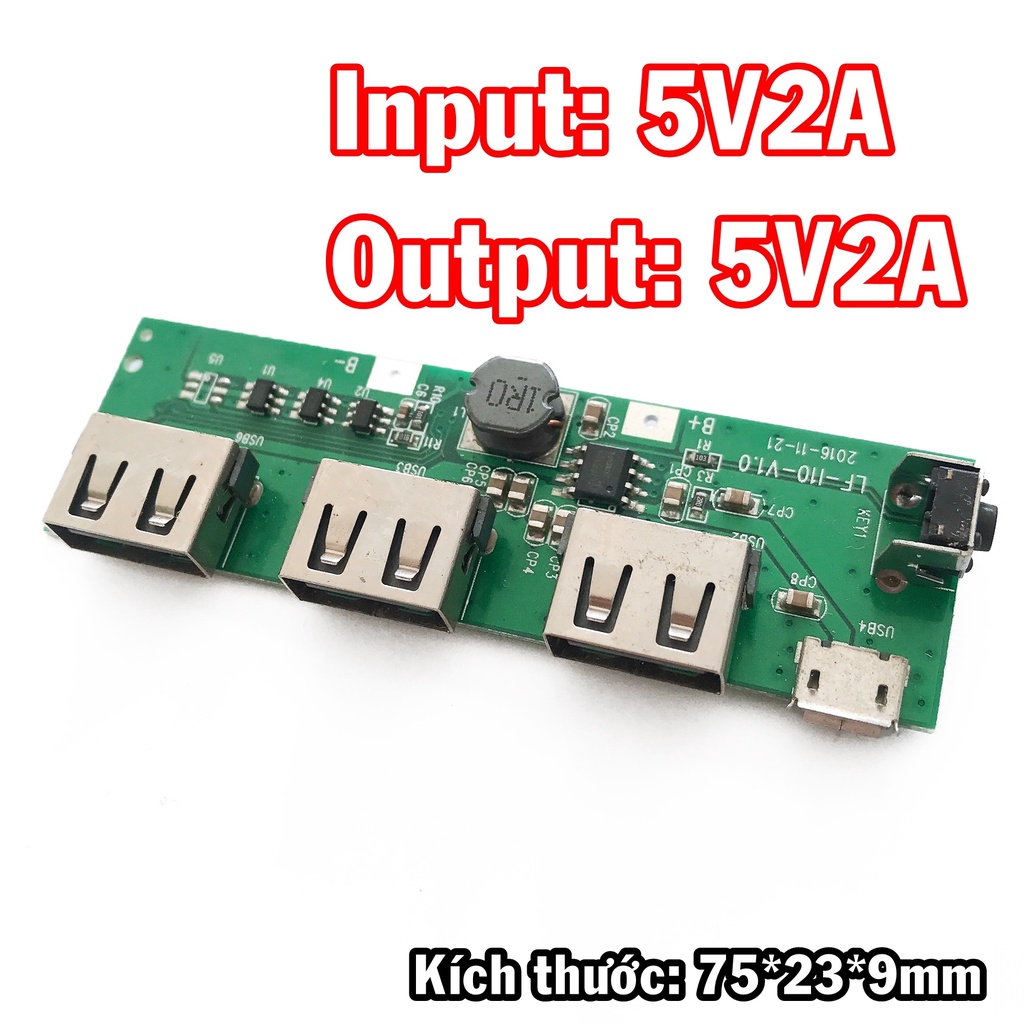 Mạch sạc dự phòng 5V2A tháo máy 3 cổng
