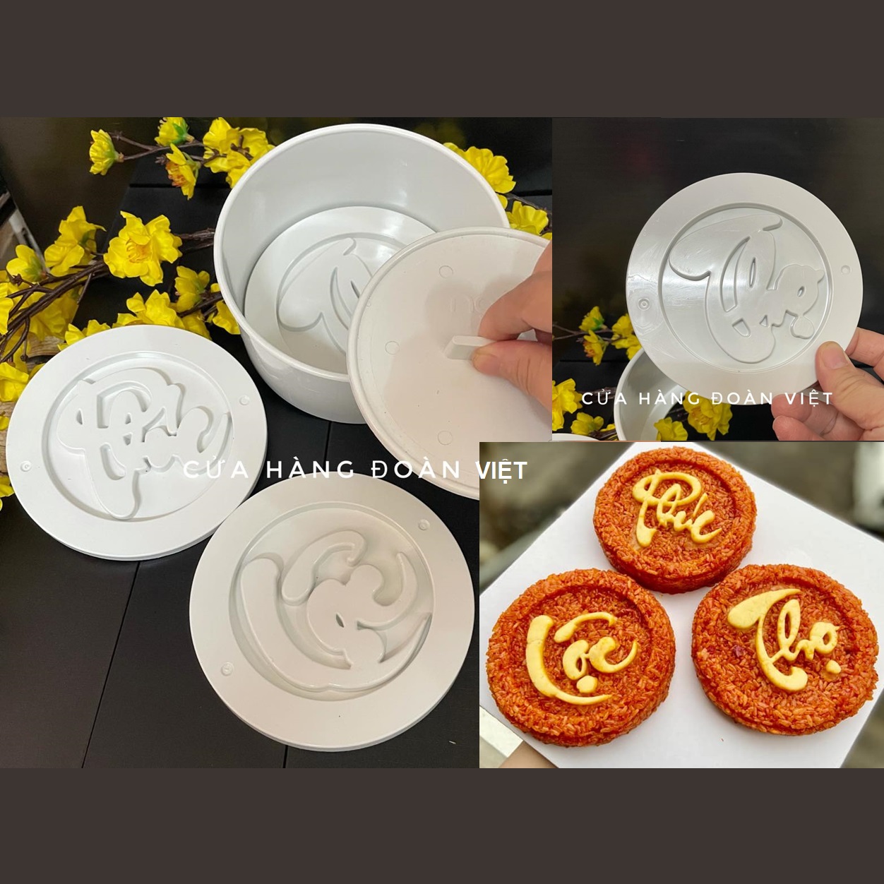 Combo Set 3 face mold flung Fu Lu Shou-super beautiful. Mold flung in press shaping, shaping the word Fu Lu Shou-size 12 cm
