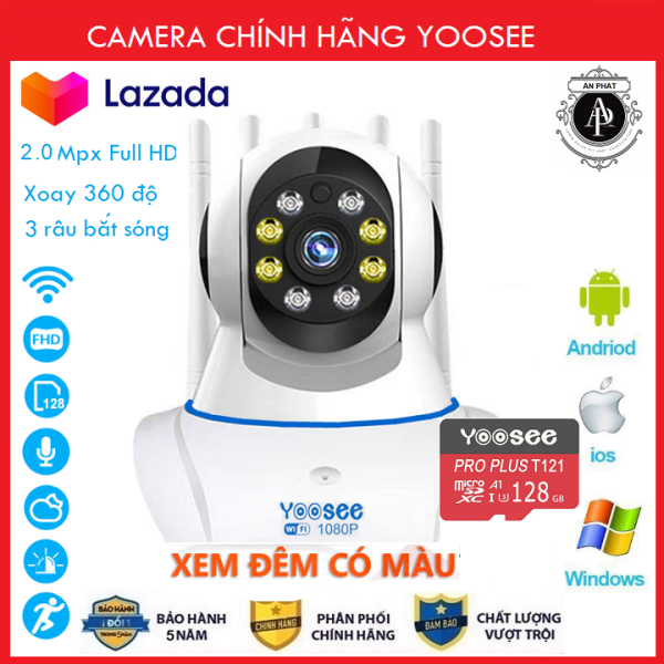 ( Tùy Chọn Thẻ Nhớ - BH 60 Tháng ) Camera Wifi Camera Yoosee 5 Râu 8 Led 3.0Mpx Full HD Mẫu Mới 2021 - Bản Nâng Cấp Xuất Sắc Nhất Xem Đêm Có Màu