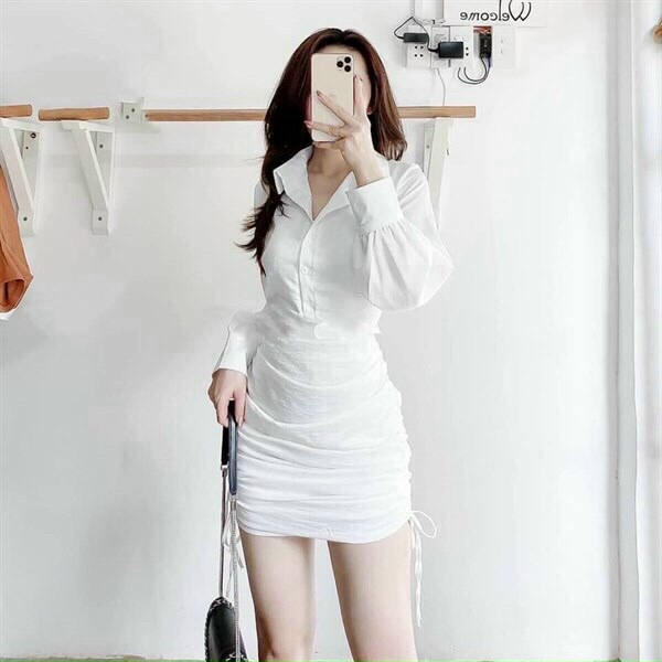 ĐẦM BODYCON TÔN DÁNG ĐI DỰ TIỆC CƯỚI CỰC ĐẸP VỚI THIẾT KẾ CỔ SƠ MI DÀI TAY KÈM TÀ REN PHỐI GÚT, CHẤT VẢI KATE
