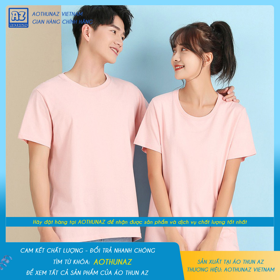 AOTHUNAZ - Áo thun trơn nam nữ màu hồng dâu đơn giản trẻ trung - Vải cotton thoáng mát