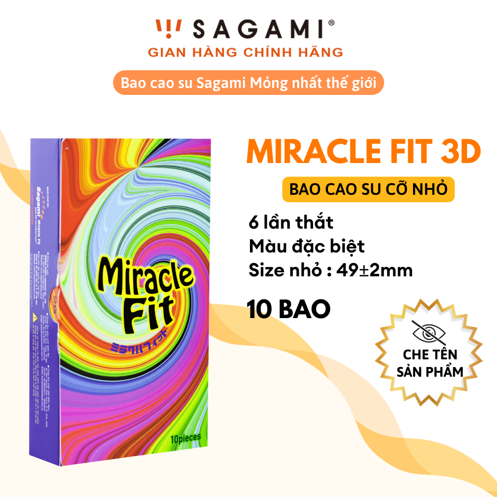 Bao cao su Sagami Miracle Fit 3D ( hộp 10 chiếc) - baocao su nam size nhỏ 51mm siêu mỏng Sagami chính hãng