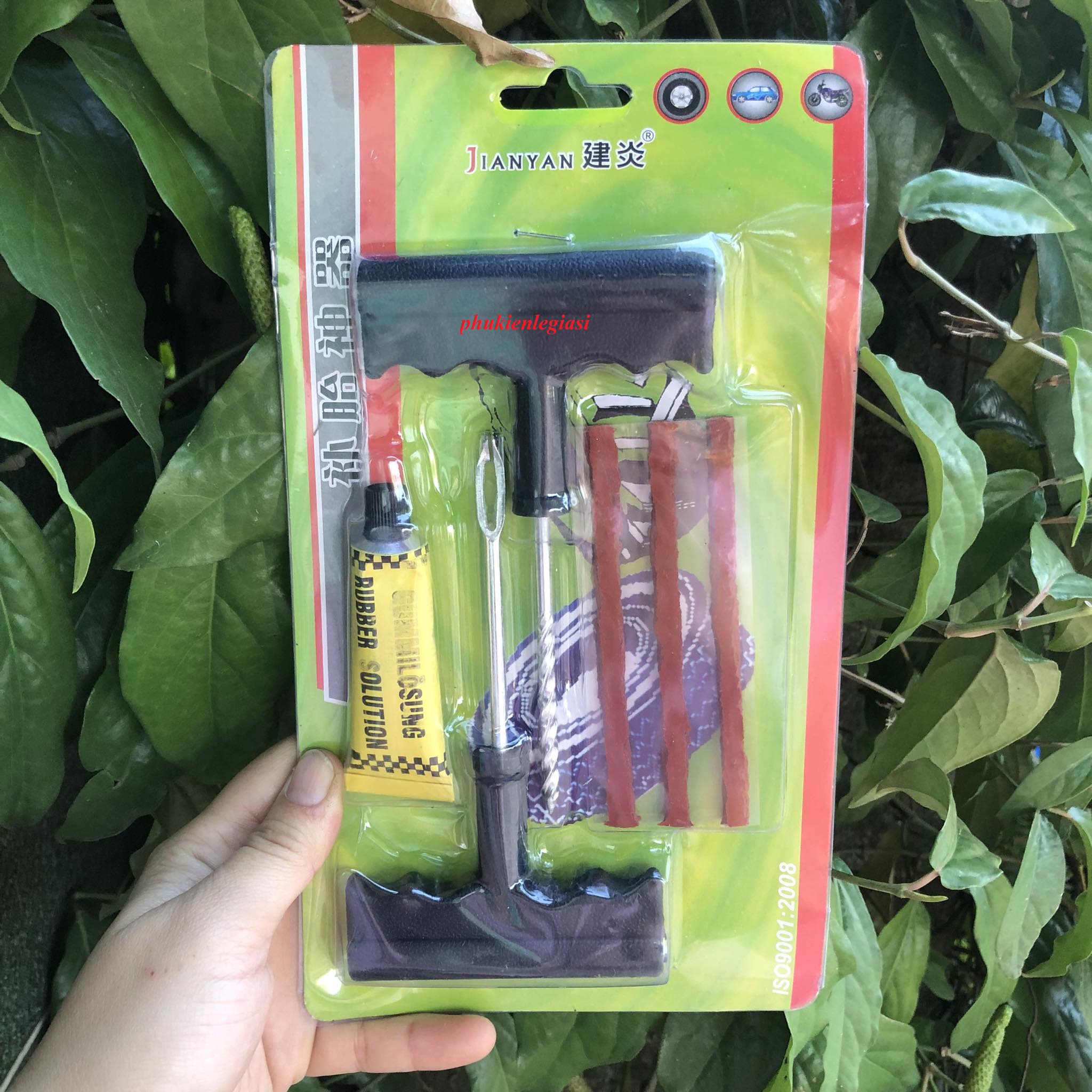 Bộ dụng cụ tự vá lốp xe máy ô tô không ruột vá lụi