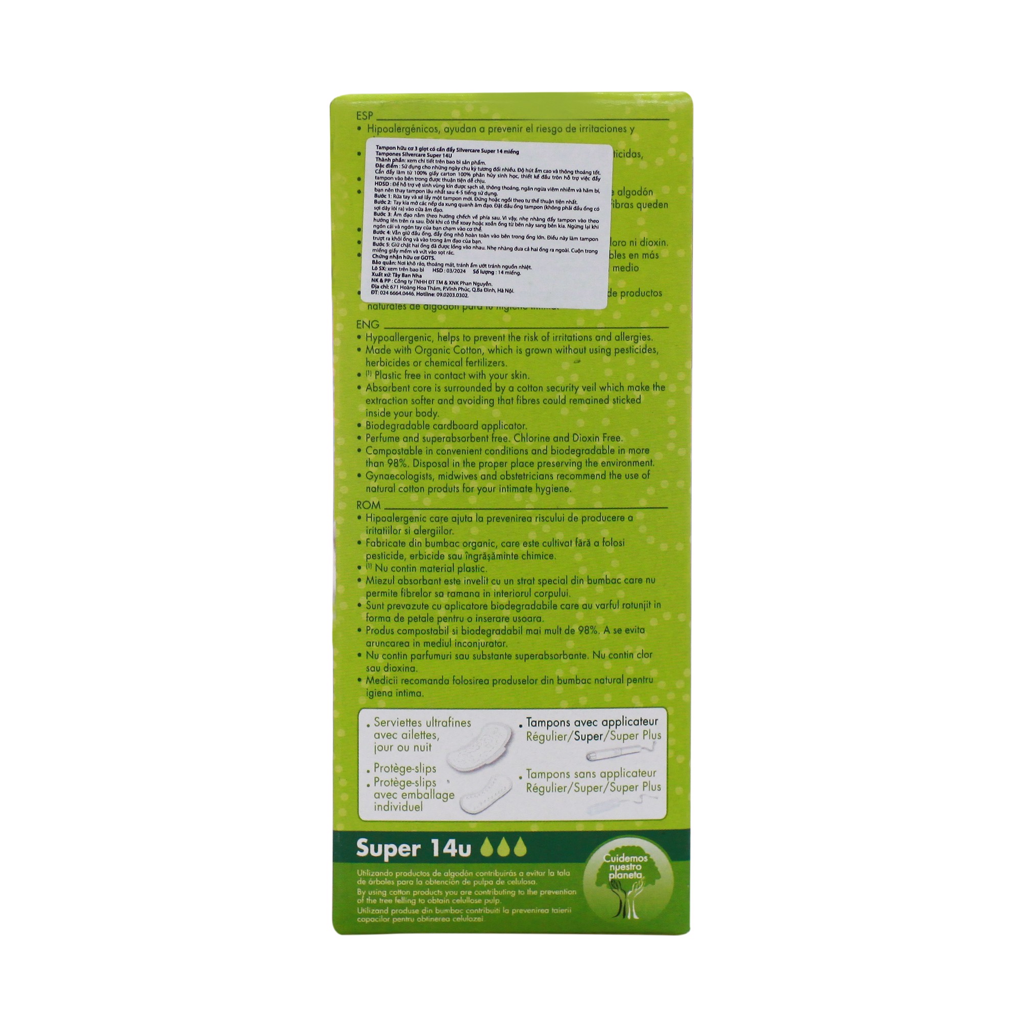 [Hoàn Tiền 15%]Tampon hữu cơ có cần đẩy Silvercare