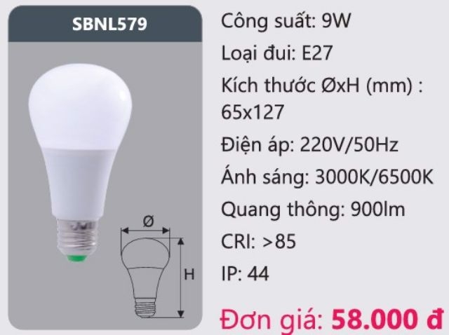 Bóng led bulb Duhal 9W Ánh sáng VÀNG