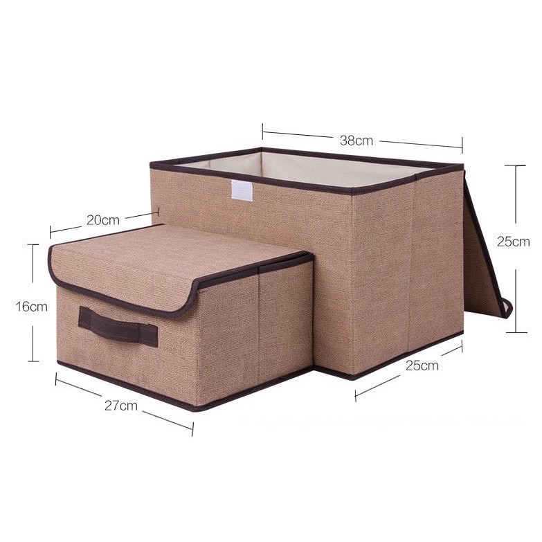 Set 2 hộp vải đựng đồ đa năng DAMIHOME bộ 2 hộp vải cất đồ lót, đồ chơi, giải phóng không gian tủ quần áo