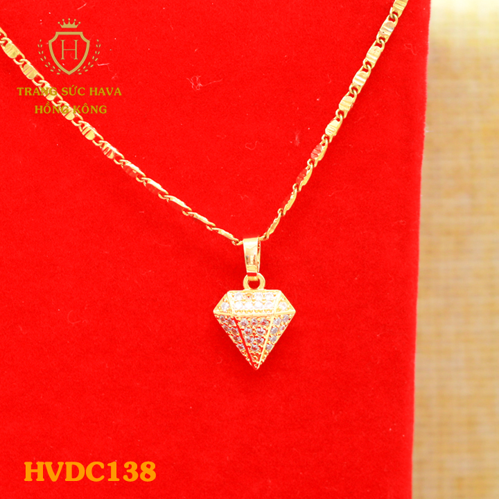 Necklace female, Ladies hand chain triangle applique Stone (white), titanium plating real gold 10K, 18K, 24K high-end (not black)-jewelry Hava Hong Kong style fashion