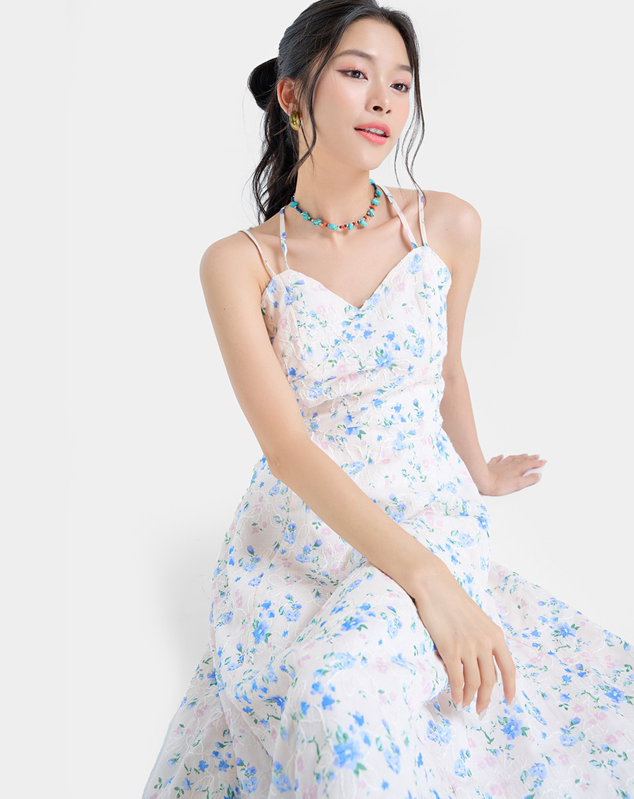 Đầm Midi Nữ Thời Trang JUNO Xoè 2 Dây JNDLU059