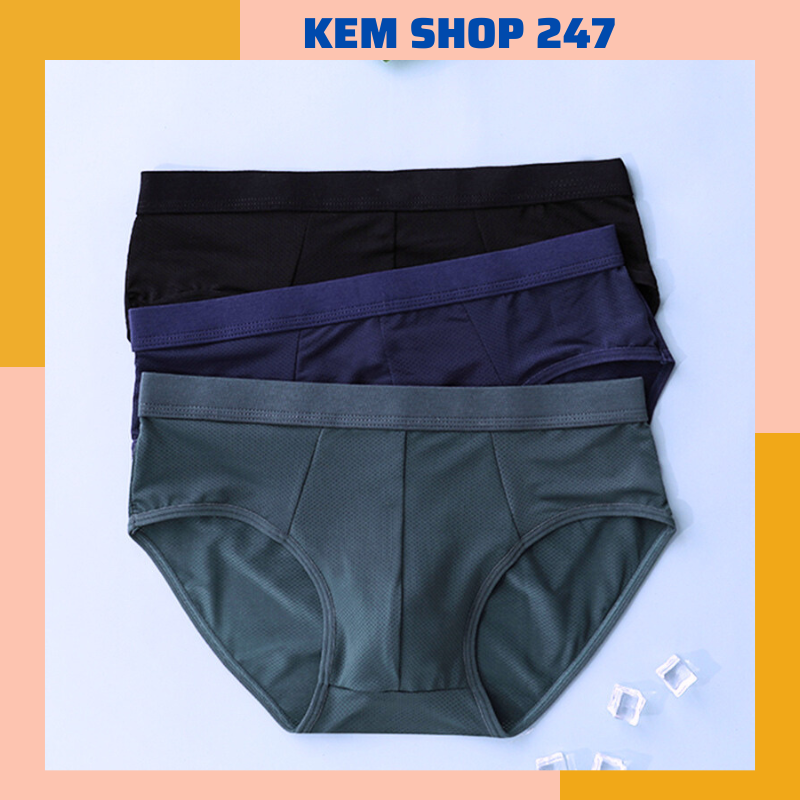 Combo 3 Quần lót nam thun lạnh tam giác thông hơi quần sịp nam tam giác cao cấp co dãn 4 chiều