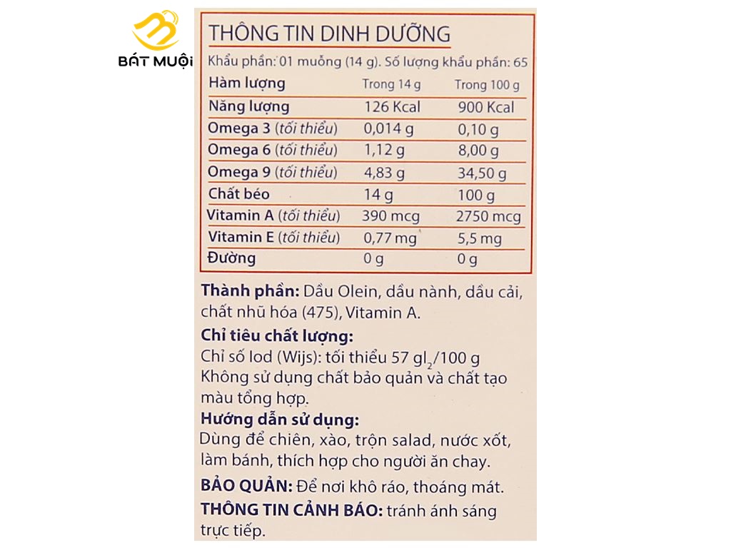 Dầu ăn cao cấp chai 2 lít - BAT MUOI