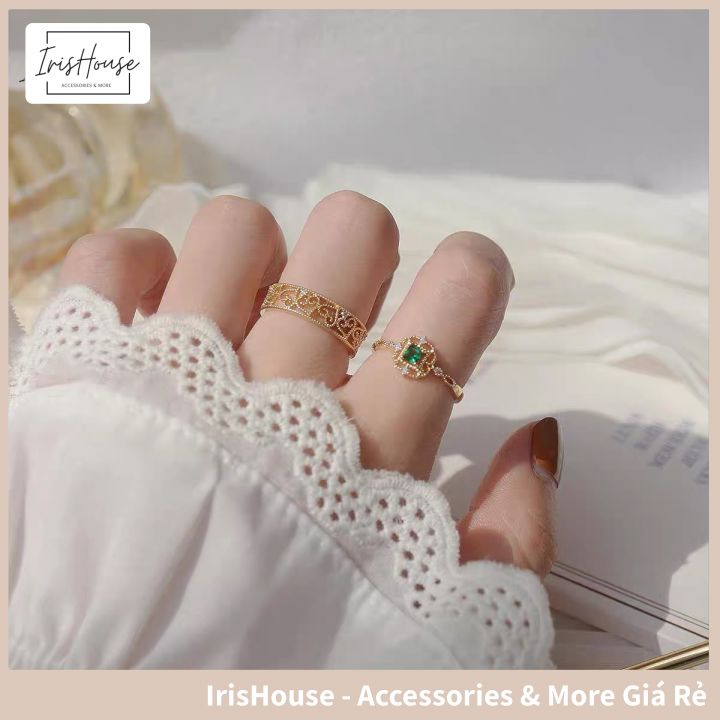 Set Nhẫn Nữ Đính Đá Ngọc Bích Quý Phái