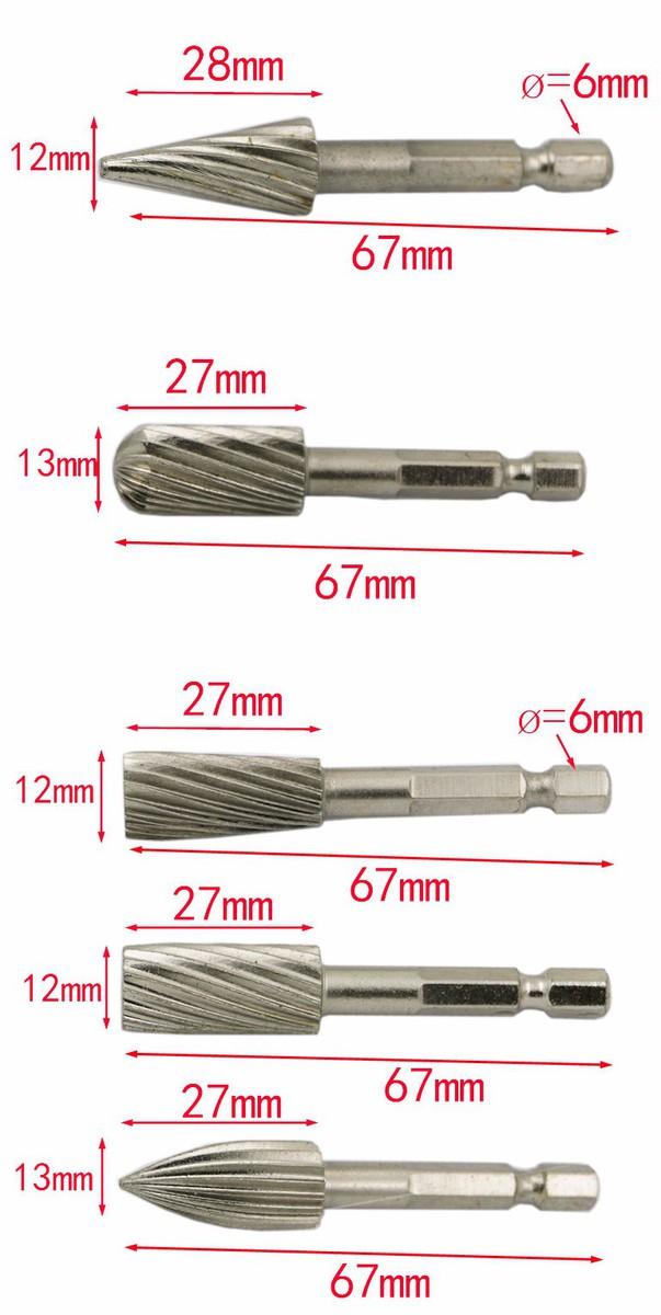 Bộ 5 mũi khắc, mài, làm lũa HSS cao cấp-lõi 6mm