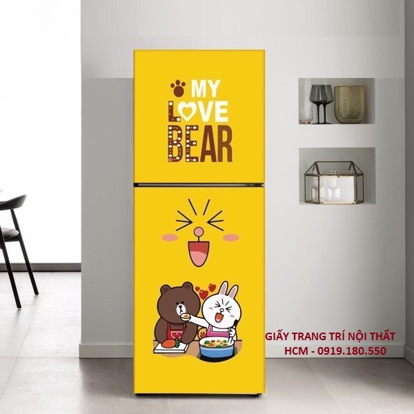 [HCM]Giấy Decal Dán Tủ Lạnh GẤU BROWN - THUTHAODECOR
