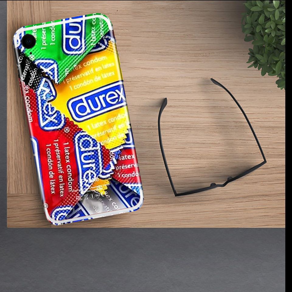 Miếng dán skin cho iPhone hình durex (Mã: atk229)