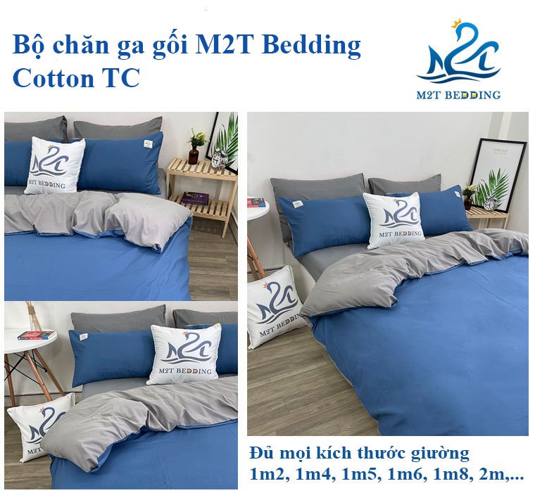 Bộ chăn ga gối cotton tici M2T Bedding - vỏ chăn, ga giường và 2 vỏ gối - may chun drap giường đủ kích thước trải nệm 1m, 1m2, 1m4, 1m6, 1m8, 2m2 - không kèm ruột