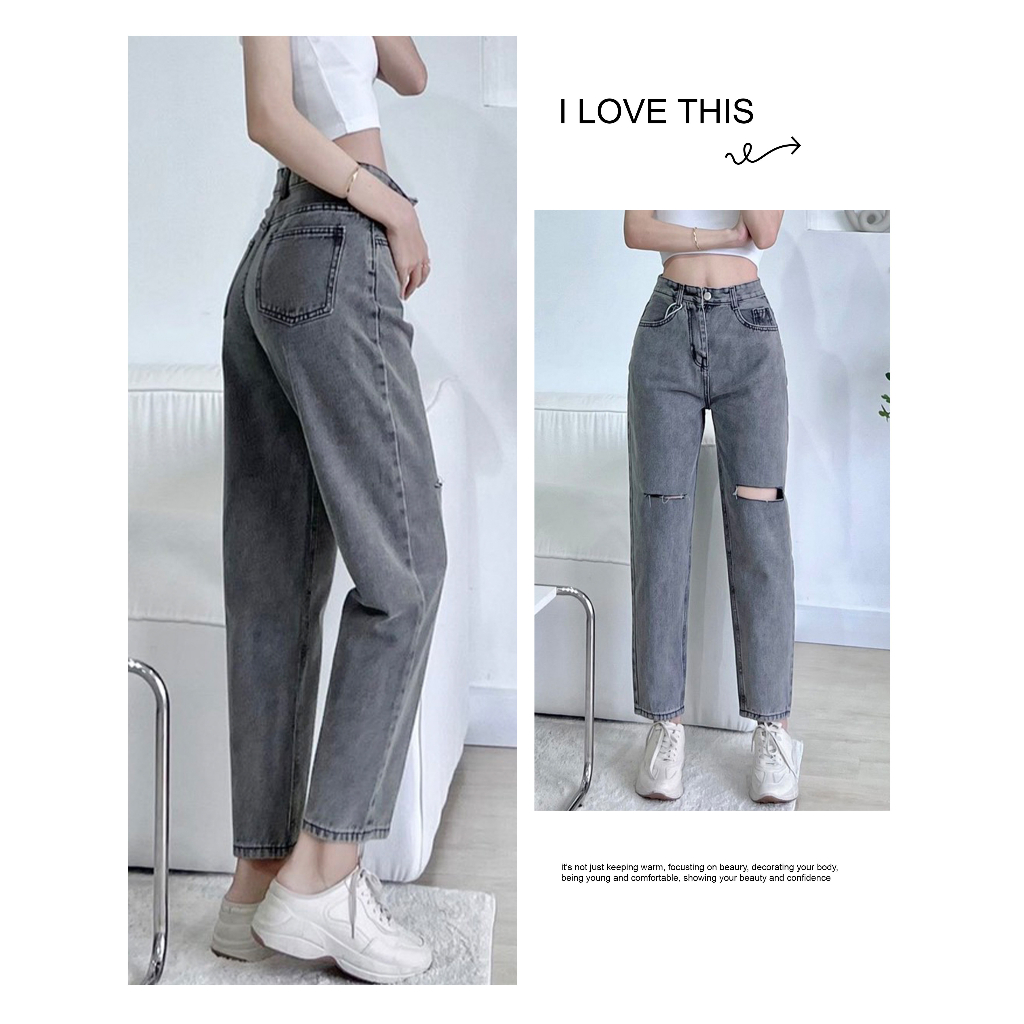 Quần jeans nữ baggy cạp cao GUGUNO