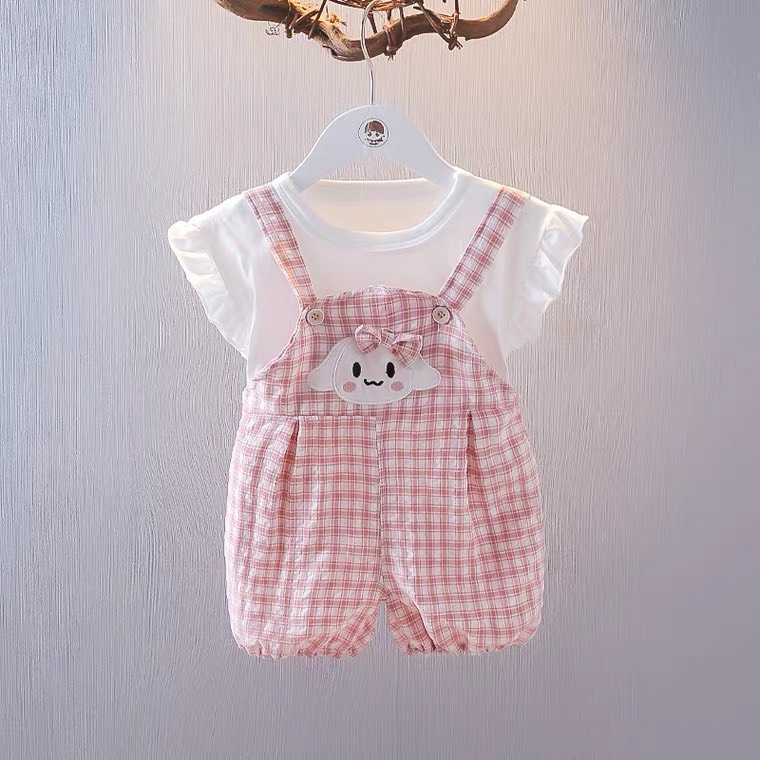 Set áo cánh tiên kèm quần bom kẻ cho bé gái 6-15kg